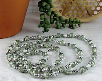 Handmade Mint Czech Cathedral Necklace