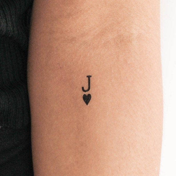 Black Jack Of Hearts Temporary Tattoo (Set of 3)