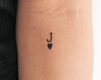 Black Jack Of Hearts Temporary Tattoo (Set of 3)