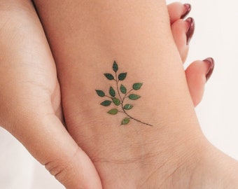 Green Leaves Temporary Tattoo by Zihee (Set of 3)