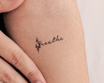 Breathe + Symbol Temporary Tattoo (Set of 3)