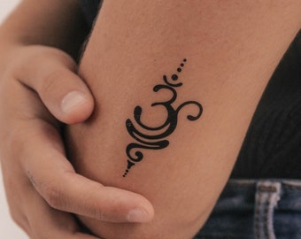 Sanskrit Om Symbol for Breathe Temporary Tattoo (Set of 3)