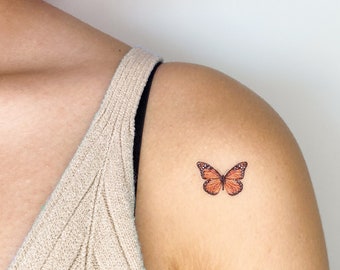 Orange Butterfly Temporary Tattoo (Set of 3)
