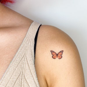 Orange Butterfly Temporary Tattoo (Set of 3)