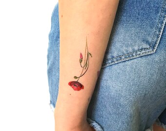 Red Poppy Tattoo Etsy Red Poppy Tattoo Etsy