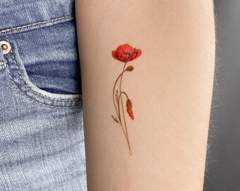 Poppy Temporary Tattoo By Lena Fedchenko (Set of 3)