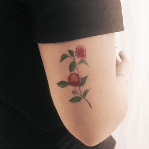 Pink Peony Temporary Tattoo By Zihee (Set of 3)