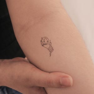Crystal Ball Holding Fortune Teller Hand Temporary Tattoo (Set of 3)