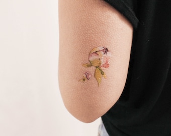 Tatuaje temporal de brotes de peonía de Ann Lilya (juego de 3)