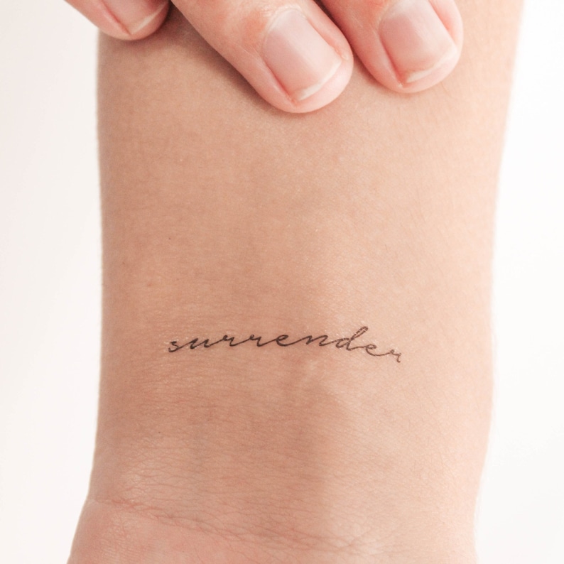 Surrendered Script Surrender Temporary Tattoo (set of 3) - Etsy