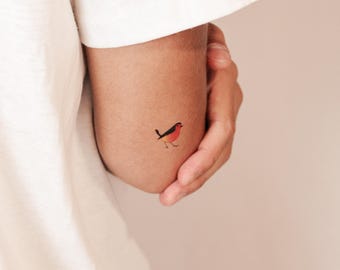Tatuaje temporal de petirrojo (juego de 3)