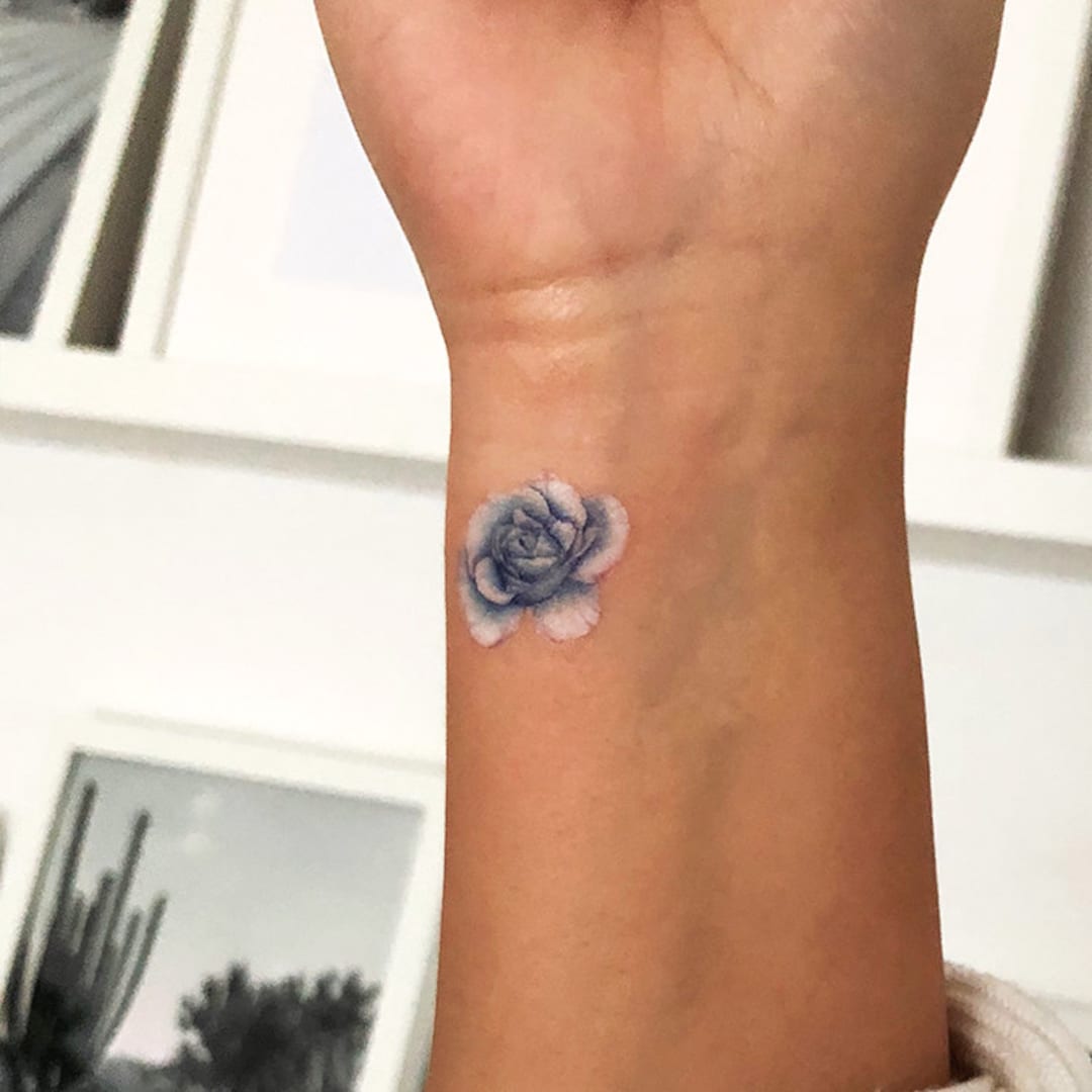 Small Delft Blue flower tattoo