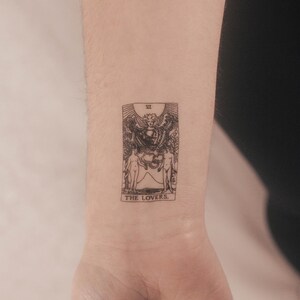 Kleine Die Liebende Tarot Karte Temporäre Tattoo (3er Set)