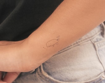 Azeeda Temporäres Tattoo 'Wal' | Wasserfest, Hautfreundlich | Einfach Aufzutragen & Zu Entfernen | Für Festivals & Partys