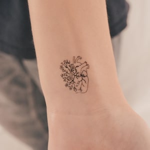 Flower Heart Temporary Tattoo (Set of 3)
