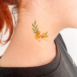 Yellow Flower Temporary Tattoo By Zihee (Set of 3)