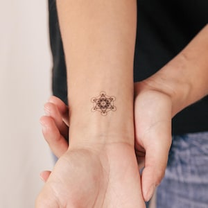 Small Metatron&#39;s Cube Temporary Tattoo (Set of 3)