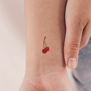 Watercolor Cherry Couple Temporary Tattoo by Zihee (Set of 3)