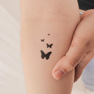 Black Butterfly Family Temporary Tattoo (Set of 3)