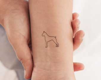 Azeeda Temporäres Tattoo „Boxer Hund“ – Hautfreundlich, Wasserfest & Einfach Zu Entfernen