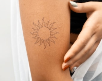 Fine Line Sun Temporary Tattoo (Set of 3)