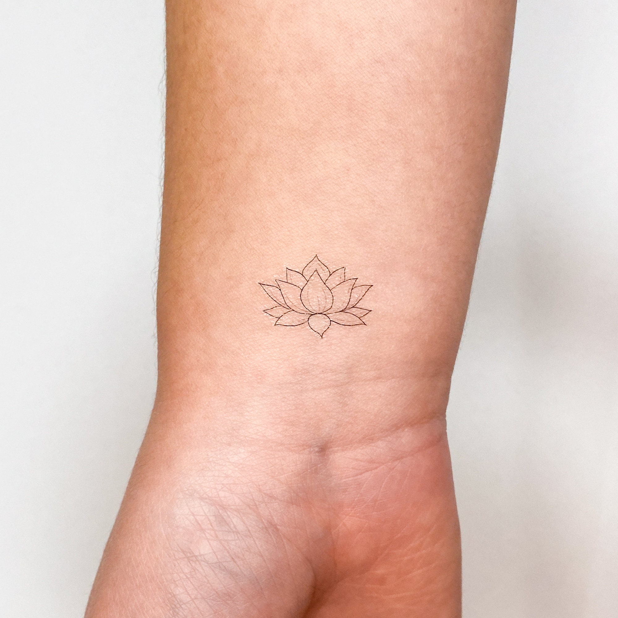 Fine Line Sacred Lotus Temporary Tattoo (Set of 3)