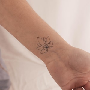 Fine Line Lotus Temporary Tattoo (Set of 3)