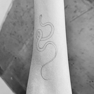 Fine Line Snake Temporary Tattoo by Harmlessberry (Set of 3)