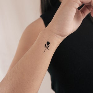 Small Black Rose Temporary Tattoo (Set of 3)