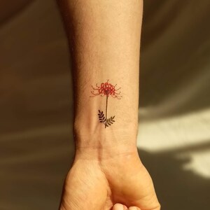Red Spider Lily Temporary Tattoo By Zihee Set Of 3 Etsy Uk