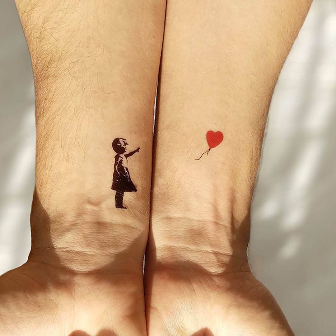 Banksy's Balloon Girl Temporary Tattoo set of 3 