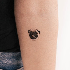 Pug Portrait Temporary Tattoo (Set of 3)