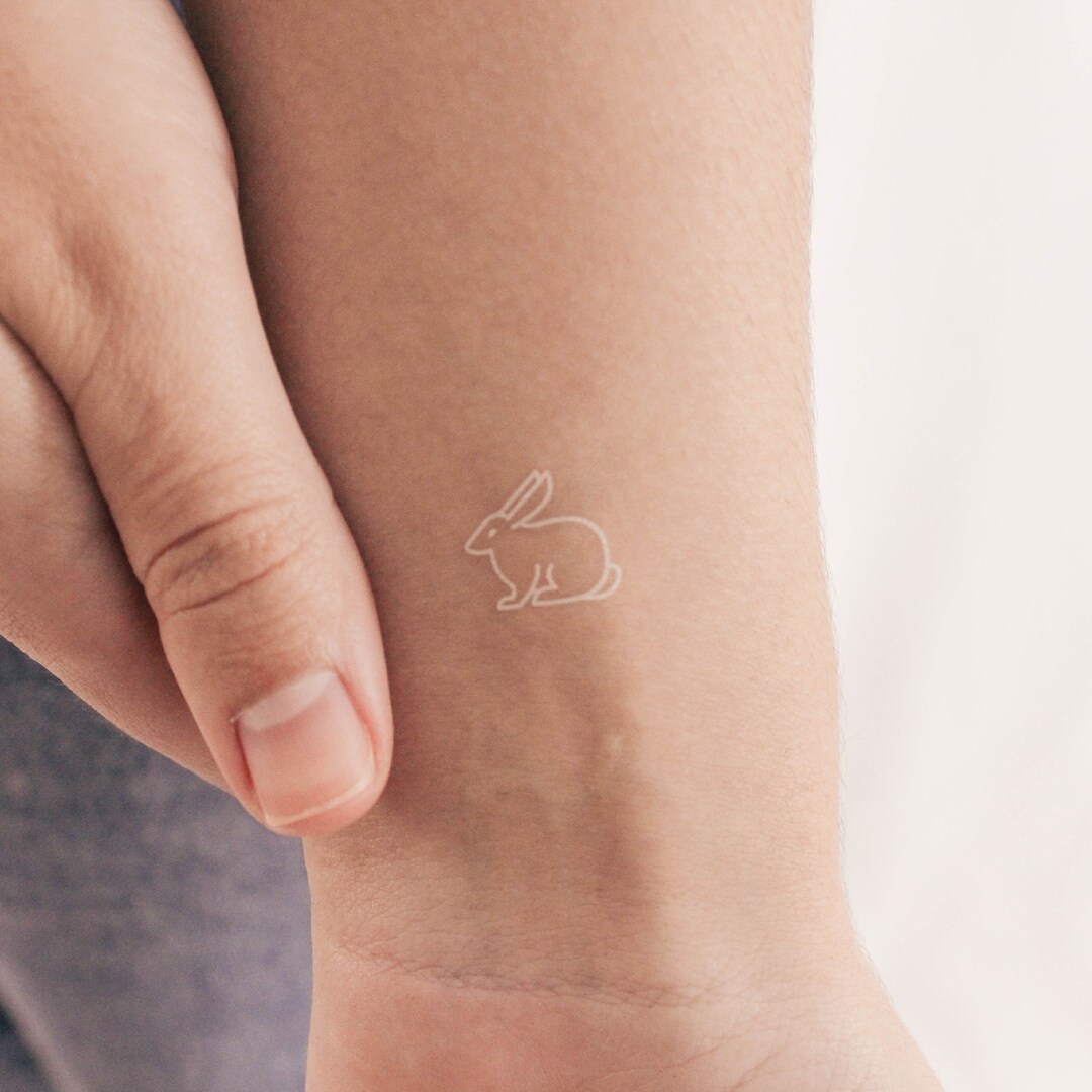 White Ink Rabbit Temporary Tattoo (set of 3) - Etsy