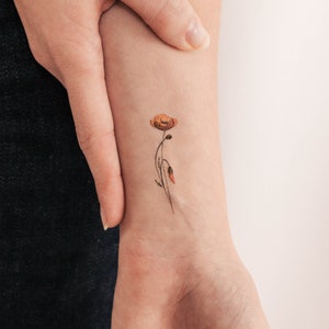 Tatuaggio temporaneo del papavero della California di Lena Fedchenko (set di 3)