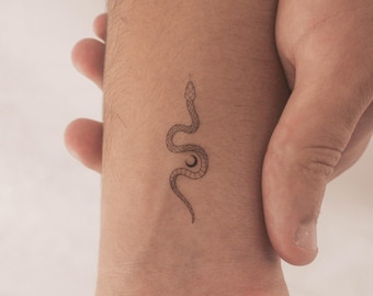 Fine Line Snake Temporary Tattoo By Jakenowicz (Set of 3)