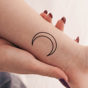Tatuaggio Temporaneo Linea Sottile Luna Crescente (Set di 3)