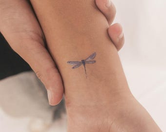 Watercolor Blue Dragonfly Temporary Tattoo (Set of 3)