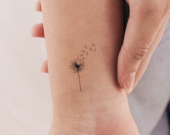 Piccolo tatuaggio temporaneo con dente di leone soffiato (set di 3)