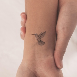 Low Poly Hummingbird Temporary Tattoo (Set of 3)