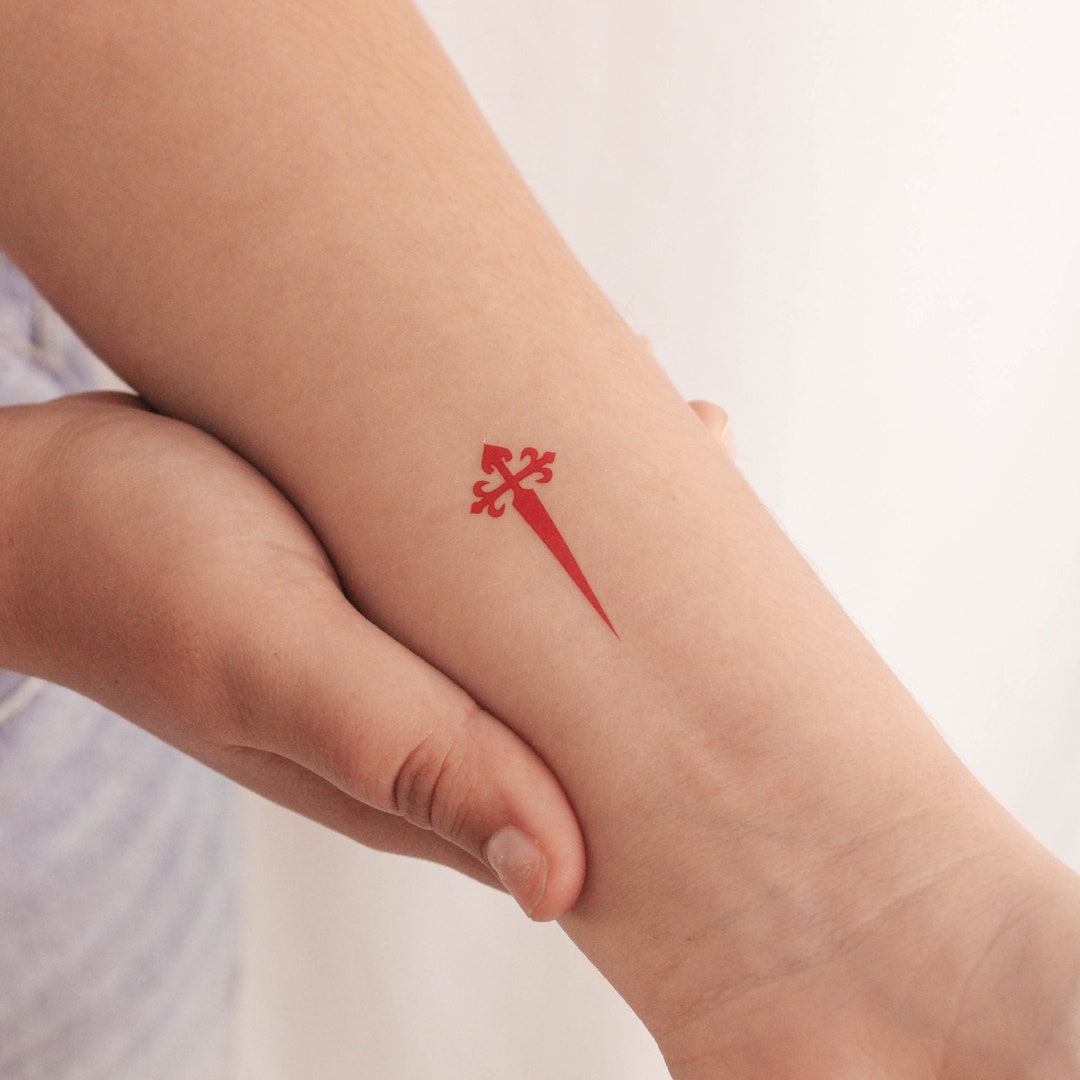 Cross of Santiago Temporary Tattoo (set of 3) - Etsy, image size:1080x1080