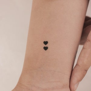 Two Little Black Hearts Temporary Tattoo (Set of 3)