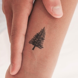 Tatuaggio Temporaneo Albero di Pino Senza Foglie (Set di 3)