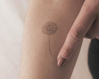 Fine Line Gänseblümchen temporäres Tattoo (3er Set)