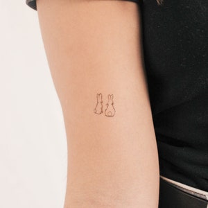 Tatuaggio temporaneo di coppia di conigli (set di 3)