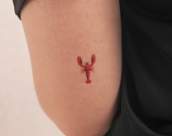 Tijdelijke tattoo rode kreeft (set van 3)