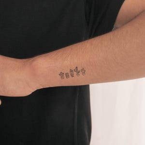 Tatuaggio temporaneo della famiglia dei cactus (set di 3)