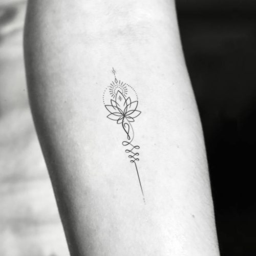 Fine Line Unalome Lotus Temporary Tattoo set of 3 - Etsy Fine Line Unalome Lotus Temporary Tattoo set of 3 - Etsy