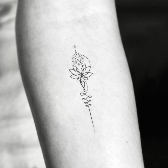 Fine Line Unalome Lotus Temporary Tattoo set of 3 - Etsy Canada Fine Line Unalome Lotus Temporary Tattoo set of 3 - Etsy Canada