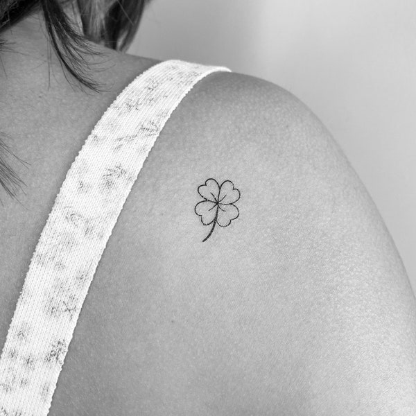 Fine Line Four Leaf Clover Temporary Tattoo (Set of 3)