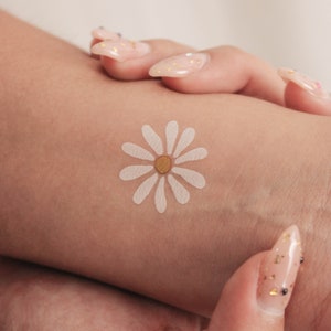 Tatuaggio Temporaneo Margherita Bianca (Set di 3)